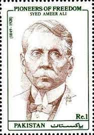 Syed Ameer Ali depicted on a stamp issued by Pakistan